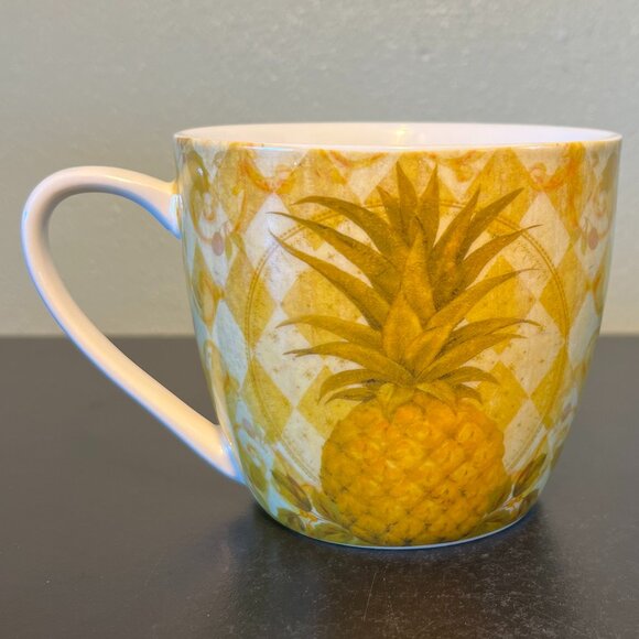 Pimpernel GOLDEN PINEAPPLE Porcelain Wide Mouth Mug ~  Portmeirion Group UK - Picture 1 of 10